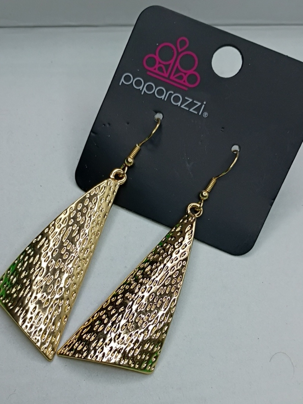 paparazzi Hammered Gold Triangle Drop Earrings